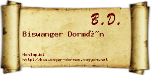 Biswanger Dormán névjegykártya